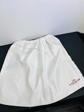 Coach White Drawstring Logo Dust Pouch